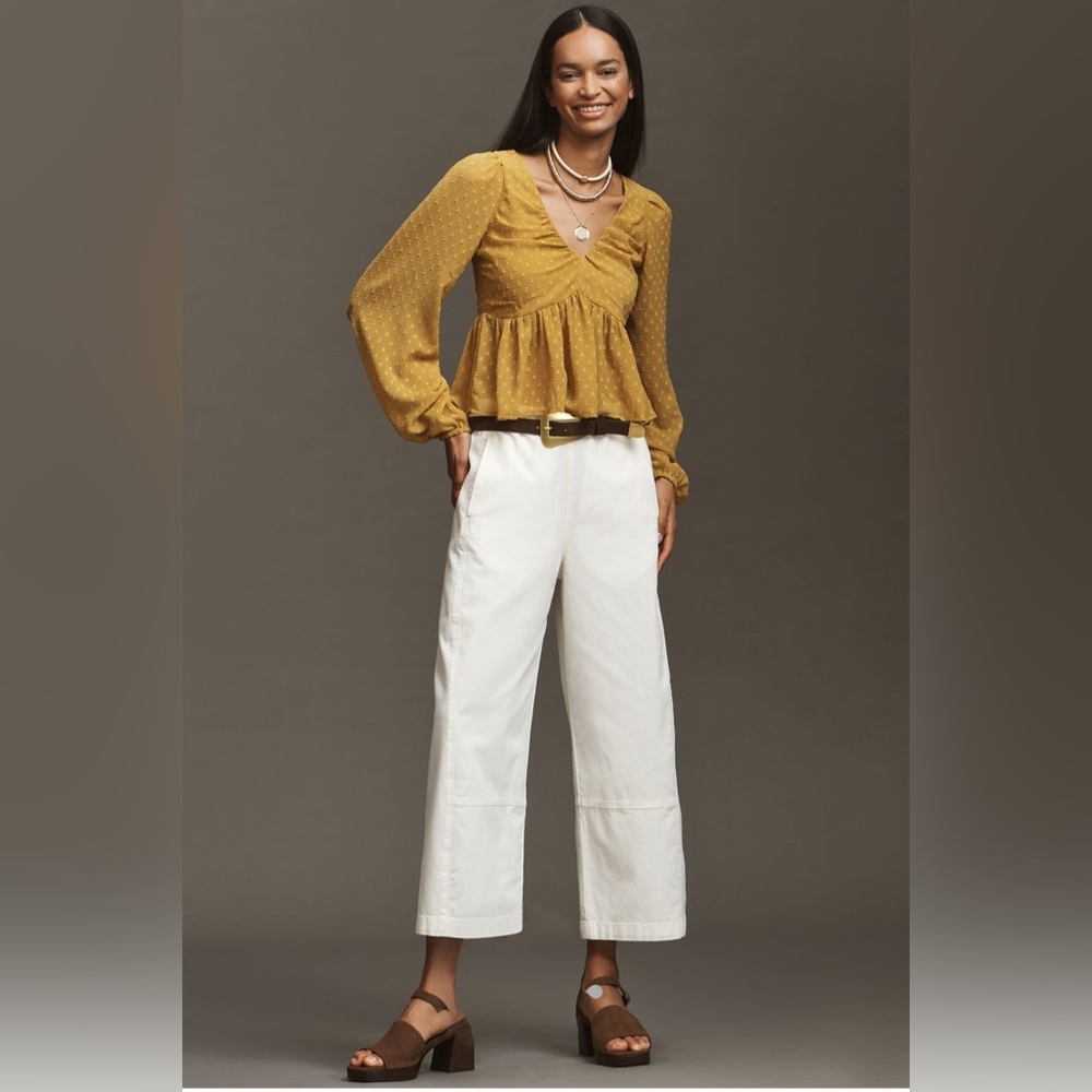 By Anthropologie Peplum Blouse in Harvest Gold - Picture 3 of 4